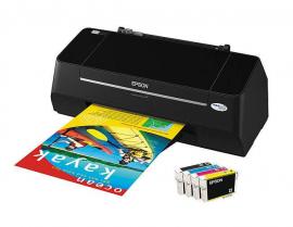 Цветной принтер Epson Stylus T20 с ПЗК и чернилами