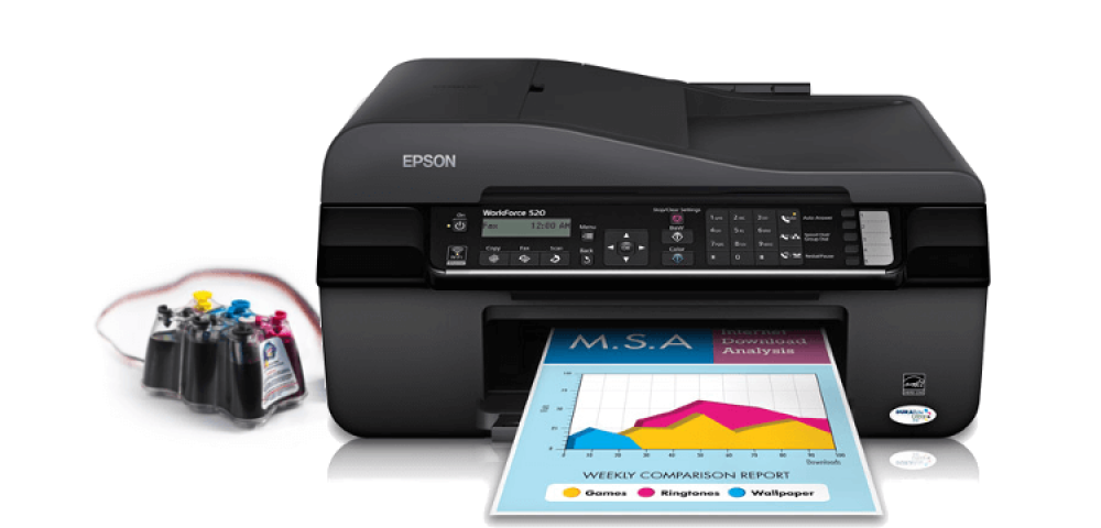 изображение МФУ Epson WorkForce 520 с СНПЧ и чернилами - изображение 1