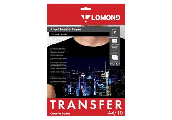 изображение Термотрансферная бумага LOMOND Transfer Paper for dark cloth A4, 10 листов