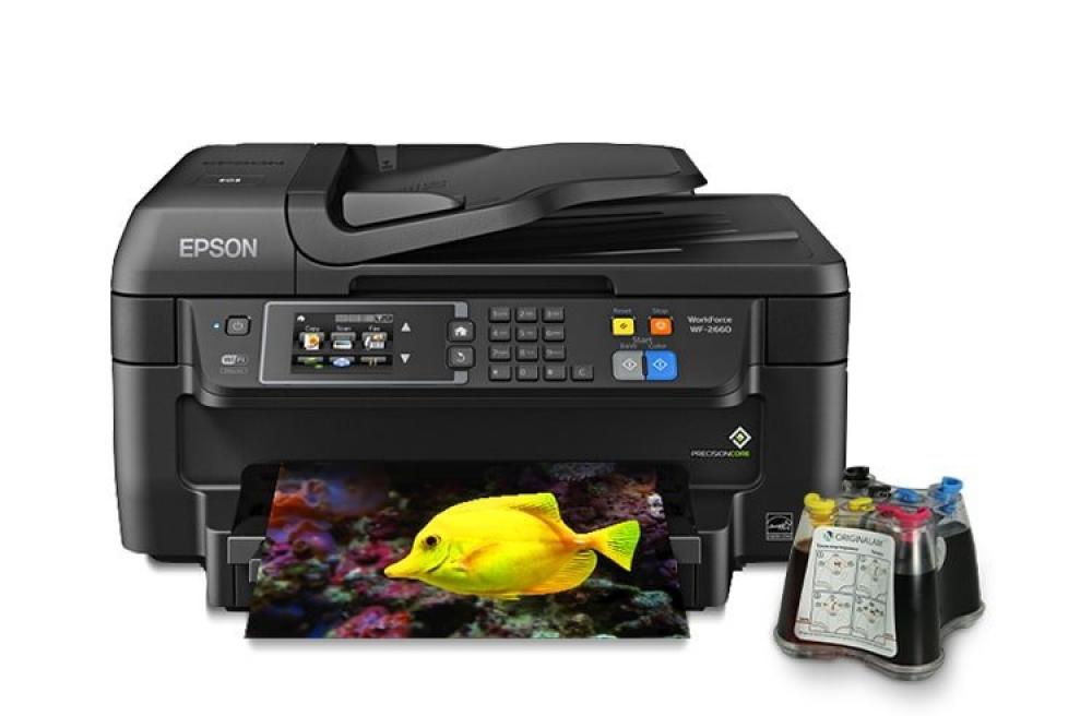 изображение МФУ Epson Workforce WF-2660 Refurbished by Epson с СНПЧ и чернилами (Уценка) - изображение 1