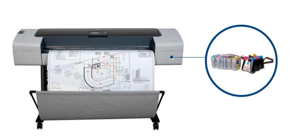 изображение Плоттер HP DesignJet T1100ps 44" с СНПЧ и чернилами - изображение 1