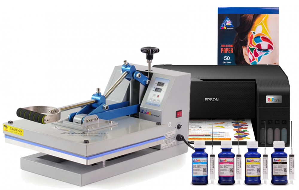 изображение Планшетный термопресс INKSYSTEM P-3838 38*38 см и МФУ Epson L3210 с набором для сублимационной печати - изображение 1