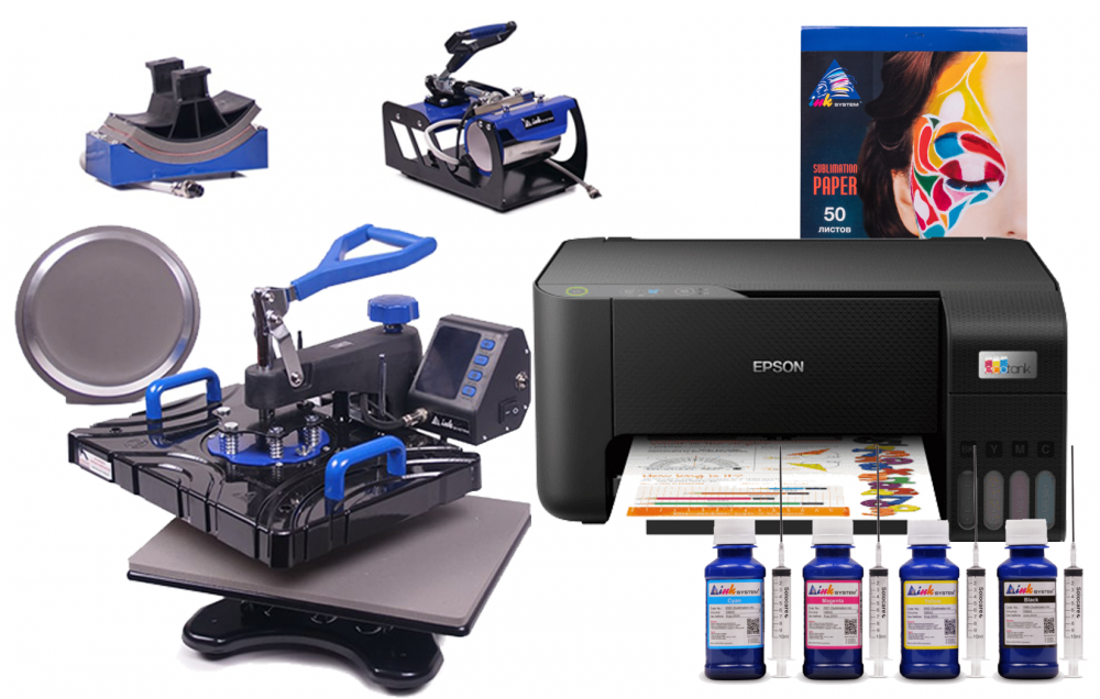 изображение Многофункциональный термопресс INKSYSTEM SP Combo 5 29*38 см 5 в 1 и МФУ Epson L3210 с набором для сублимационной печати - изображение 1