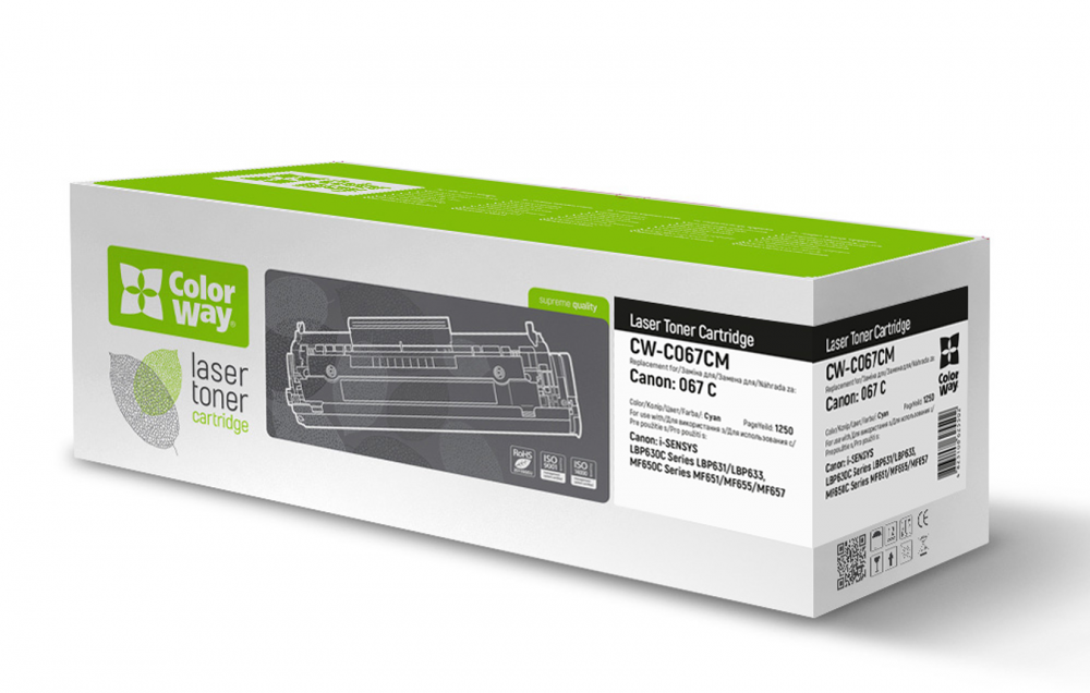 изображение Лазерный картридж ColorWay для Canon MF651CW, MF655CDW, MF657CDW (067) (голубой)