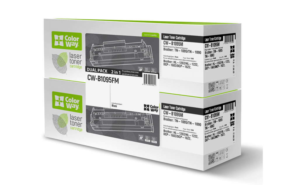изображение Лазерный картридж ColorWay для Brother HL-1202, DCP-1602 (TN1095) (черный) DUAL PACK