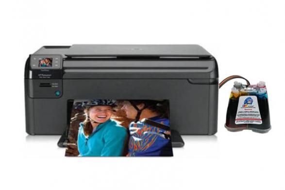 изображение МФУ HP Photosmart B109C с СНПЧ и чернилами